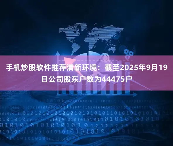 手机炒股软件推荐清新环境：截至2025年9月19日公司股东户数为44475户